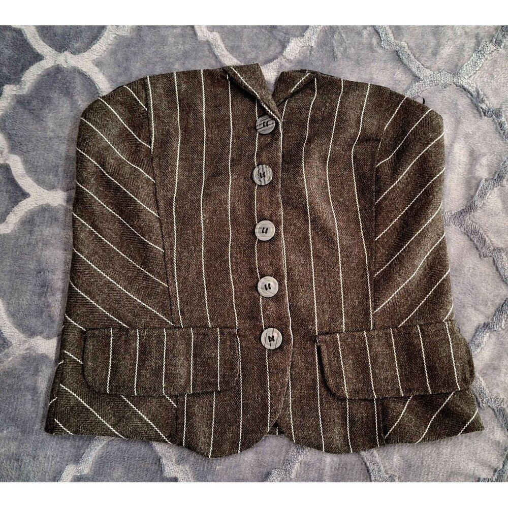 Kirious Los Angeles Grey & White Pinstripe Strapless Vest XS